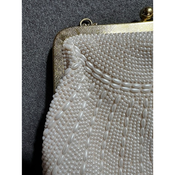 Vintage Beaded Handbag Purse Evening Bag Made In Hong Kong. Gold Tone Closure - Picture 10 of 14